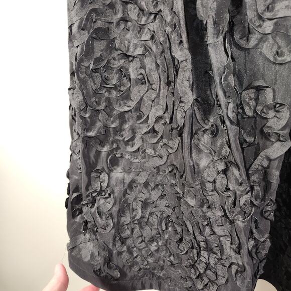 ADRIANNA PAPELL Sleeveless Evening Cocktail Dress Womens 4 Black Floral Applique - Picture 9 of 12